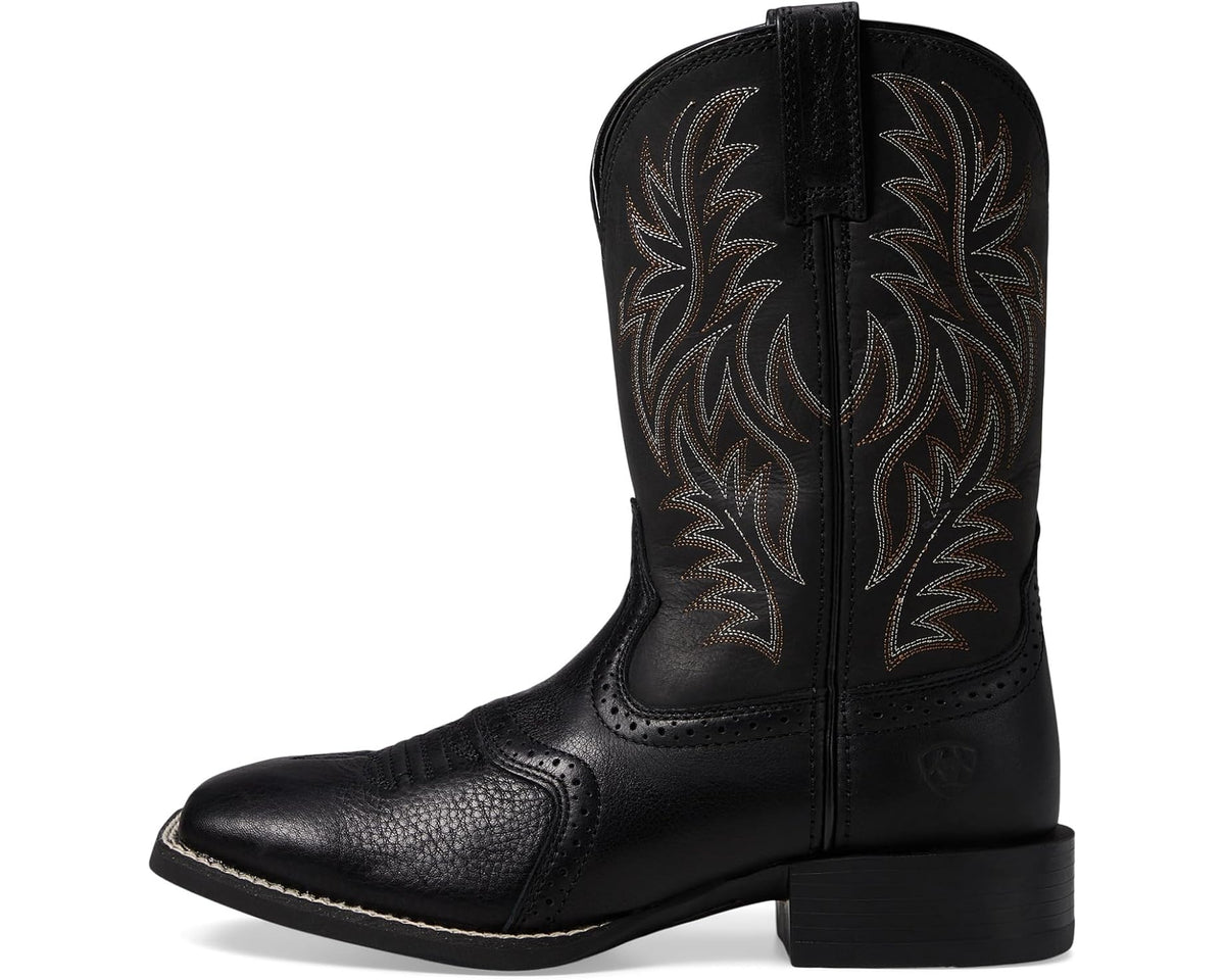 Men's Ariat Sport Western Wide Square Toe Black Deertan/Black