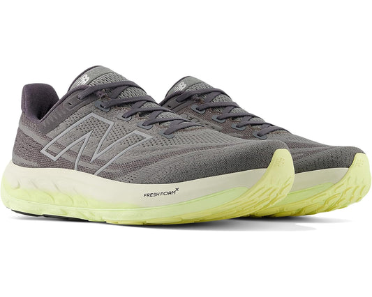 Men's New Balance Fresh Foam X Vongo v6 running shoes, gray upper with lime sole