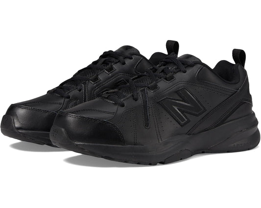 Men's New Balance 608v5 slip-resistant black sneakers, side laces and logo