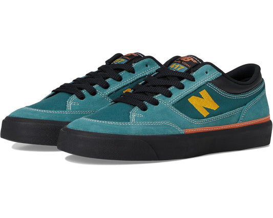 Unisex New Balance Numeric 417 low-top sneakers, teal suede with black sole and laces