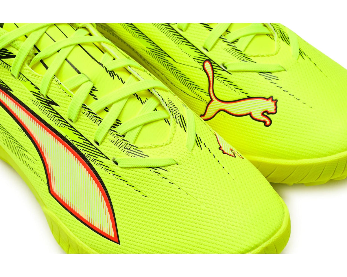 Men's PUMA Ultra 6 Play Turf Trainer Soccer Cleats Yellow Alert/Black/Glowing Red/Lime Squeeze