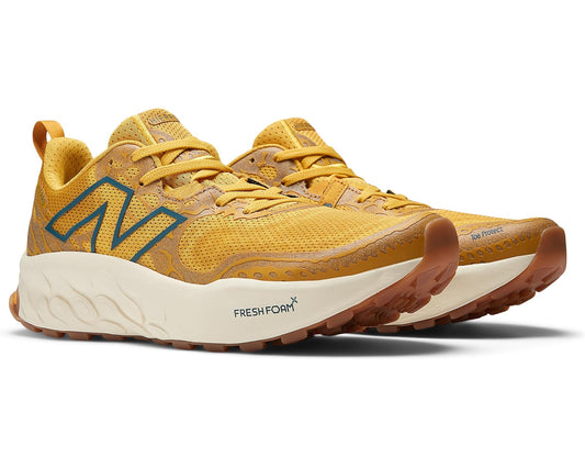 Men's New Balance Fresh Foam X Hierro v8 trail running shoes, yellow with blue accents