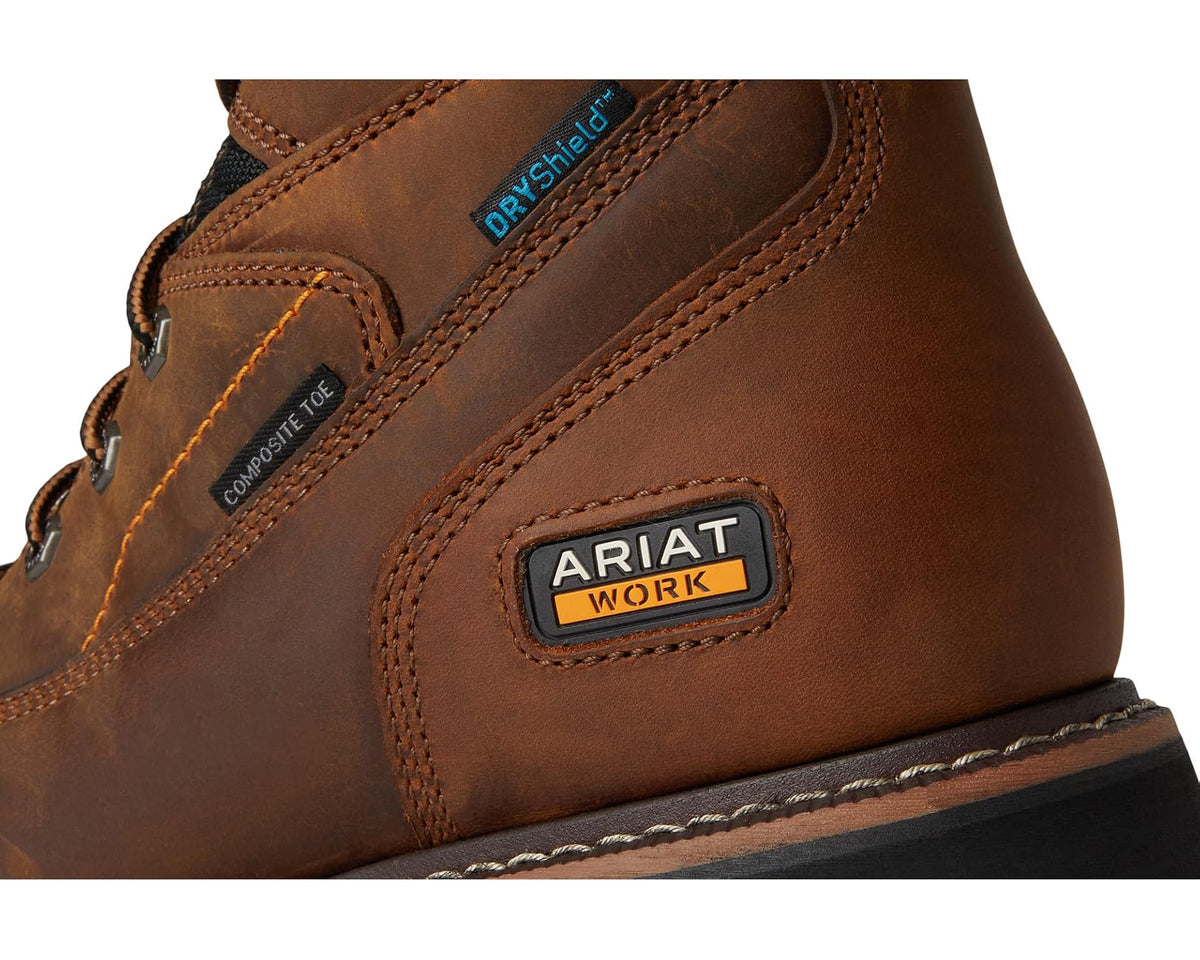 Men's Ariat Longview Shock Shield 8 Waterproof Composite Toe Work Boots Copper Brown