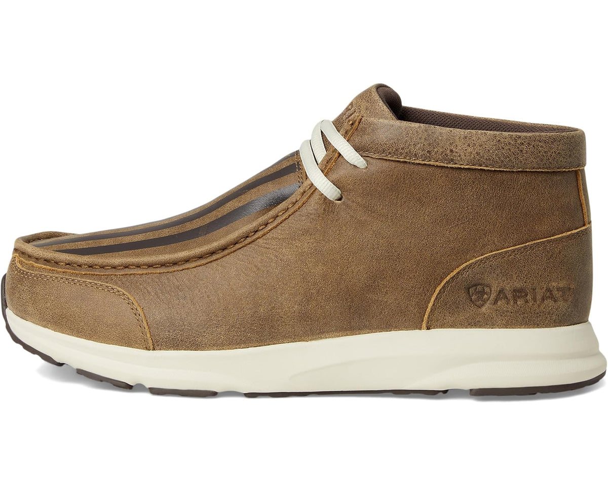 Men's suede lace-up chukka boot with American flag stripe panel and low profile sole
