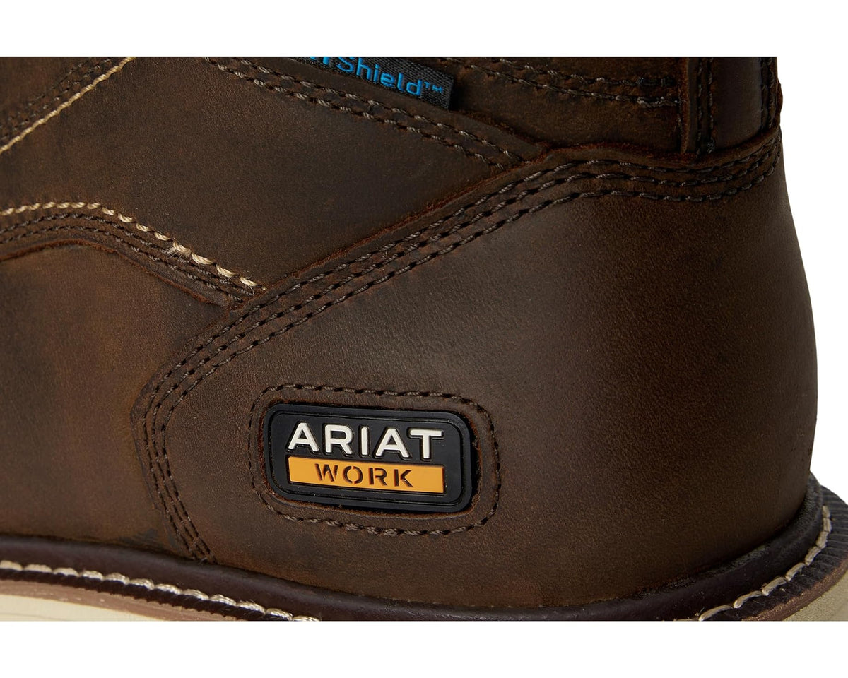 Men's Ariat Rebar Wedge Moc Toe 6 Waterproof Work Boots Distressed Brown