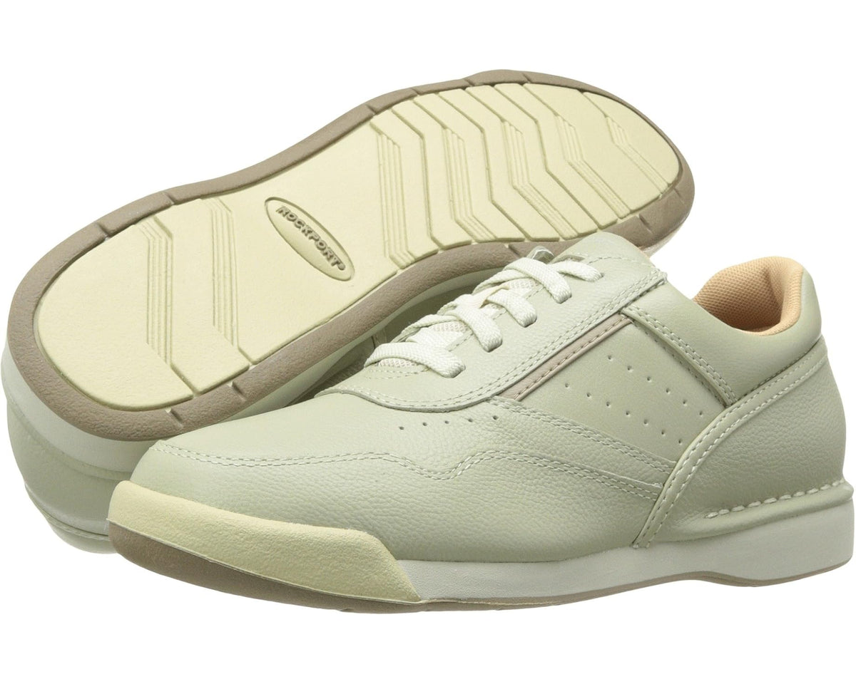 Men's Rockport ProWalker M7100 sneakers with light green leather upper and white laces