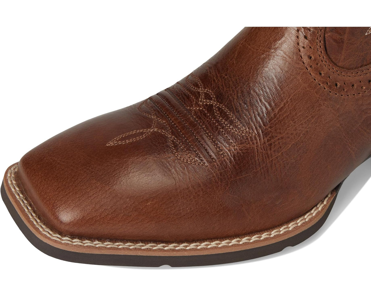 Men's Ariat Sport Western Wide Square Toe Cowboy Boot Dark Tan