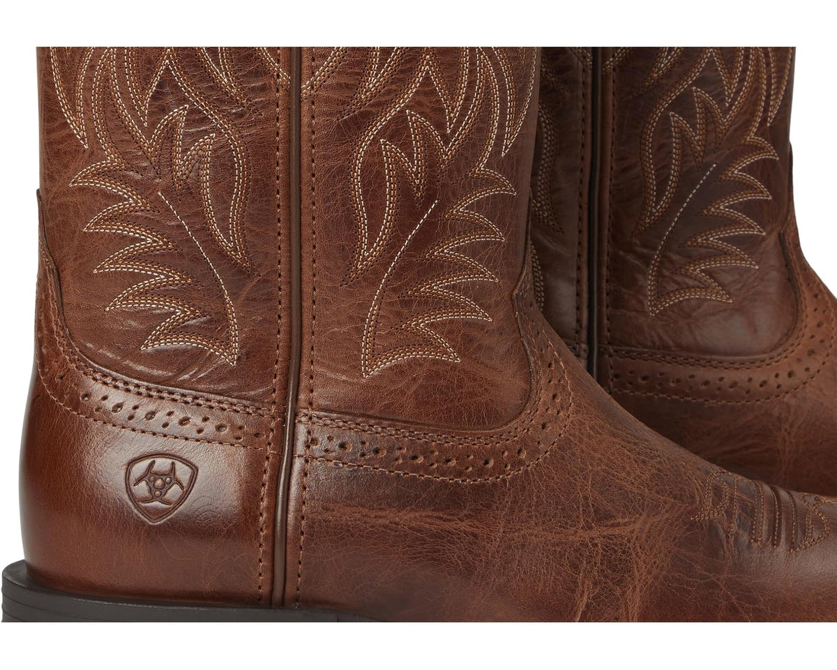 Men's Ariat Sport Western Wide Square Toe Cowboy Boot Dark Tan