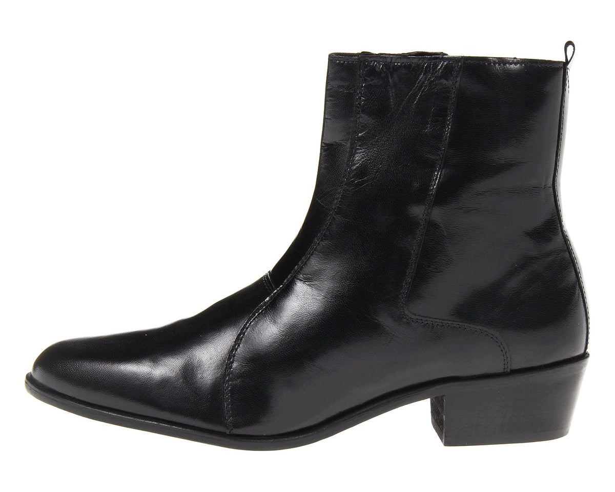 Men's Stacy Adams Santos Plain Toe Side Zip Boot Black Leather