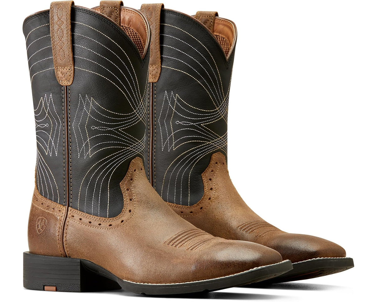 Men's Ariat Sport Wide Square Toe Western Boots Barley Brown