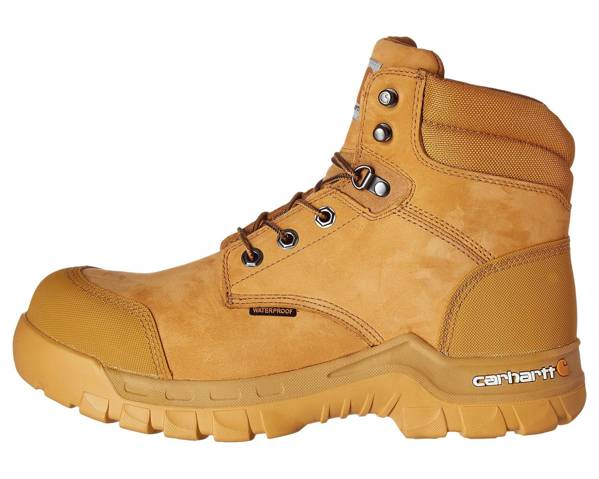 Men's Carhartt 6 Rugged Flex Waterproof Comp Toe Work Boots Wheat Oil Tanned Leather