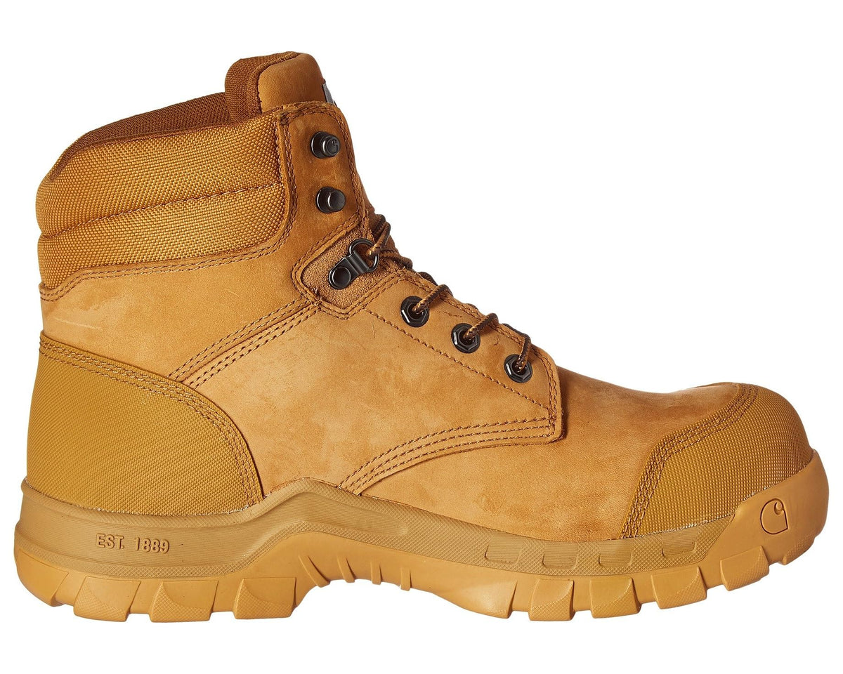Men's Carhartt 6 Rugged Flex Waterproof Comp Toe Work Boots Wheat Oil Tanned Leather